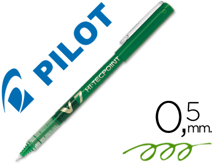 Bolígrafo roller Pilot V-7 punta aguja tinta verde 0,7 mm.